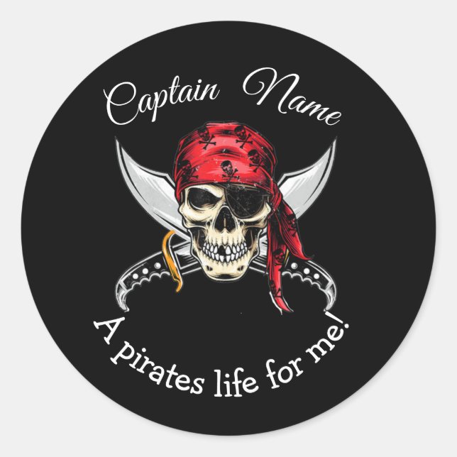 Halloween Black Captain Pirate Legend  Classic Round Sticker (Front)