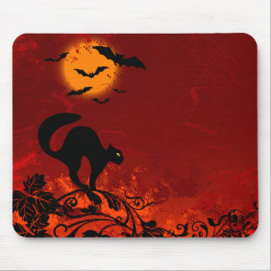 Halloween Black Cat and Bats Mouse Mat