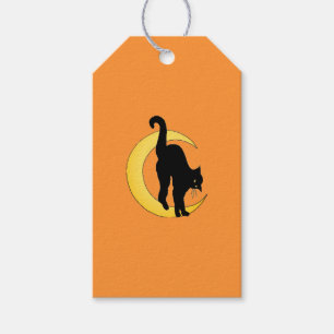Halloween Black Cat and Cresent Moon Gift Tag
