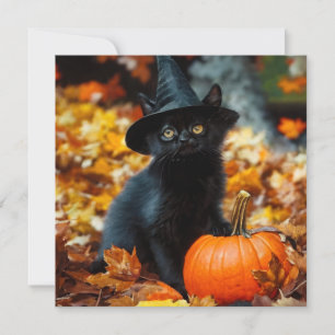 Halloween Black Cat and Pumpkin Card