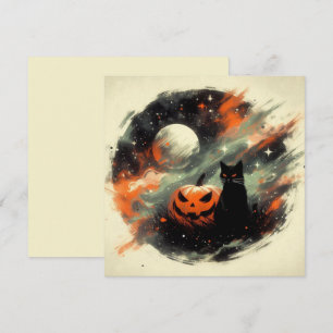 Halloween Black Cat and Pumpkin Card