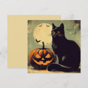 Halloween Black Cat and Pumpkin Card