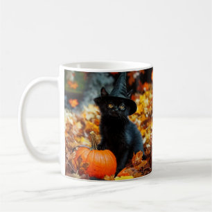 Halloween Black Cat and Pumpkin Coffee Mug