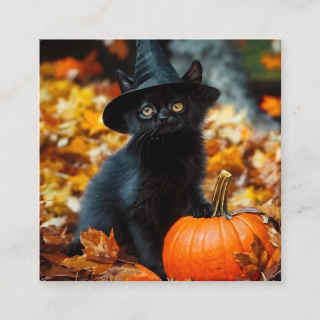 Halloween Black Cat and Pumpkin Enclosure Card (Front)