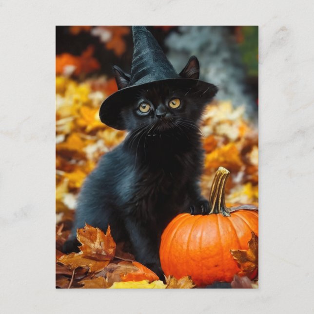 Halloween Black Cat and Pumpkin Enclosure Card (Front)