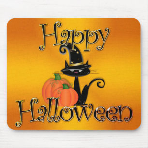 Halloween Black Cat and Pumpkin Mouse Mat