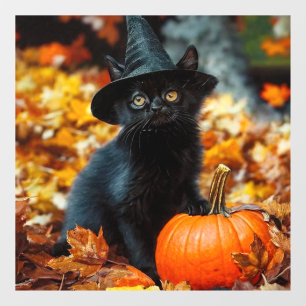 Halloween Black Cat and Pumpkin Window Cling