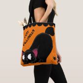 Halloween Black Cat and Spider Tote Bag (Close Up)