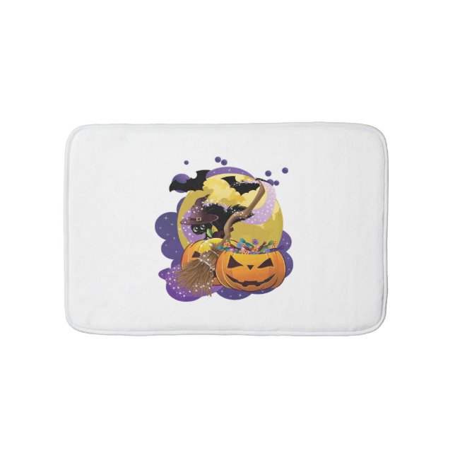 Halloween black cat bath mat (Front)