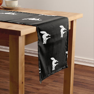 Halloween black cat black and white cute pattern short table runner