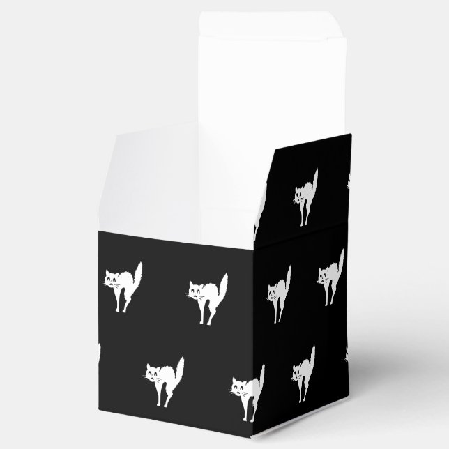 Halloween black cat black and white pattern favour box (Opened)