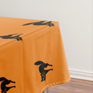 Halloween black cat black orange cute pattern tablecloth