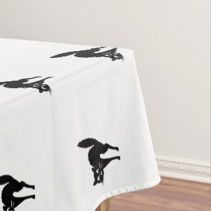 Halloween black cat black & white cute pattern tablecloth