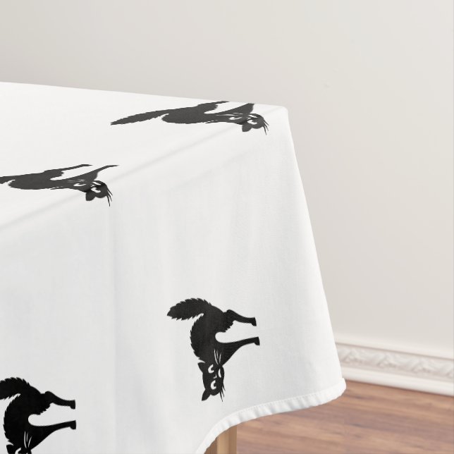 Halloween black cat black & white cute pattern  tablecloth (In Situ)