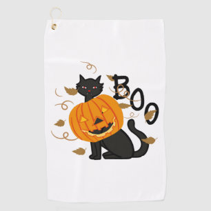 Halloween Black cat Boo Golf Towel