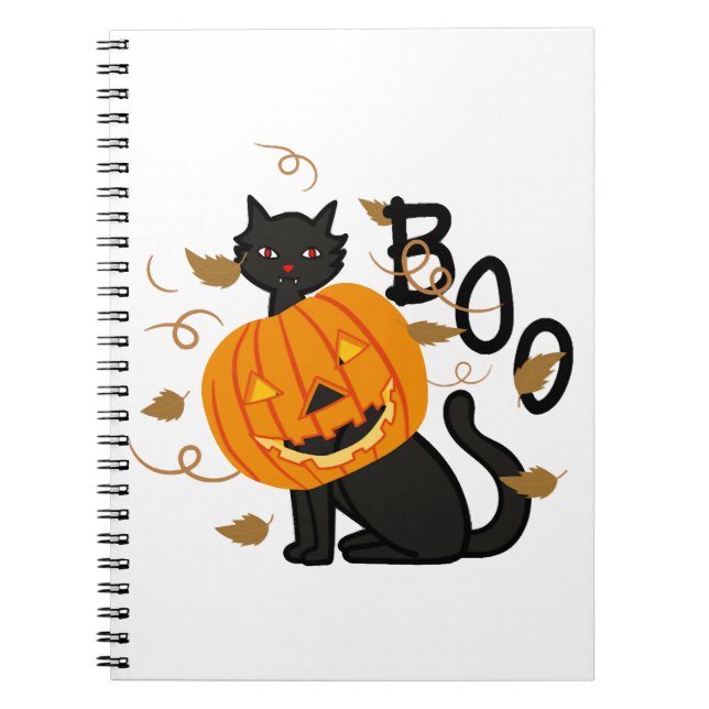 Halloween Black cat Boo Notebook (Front)