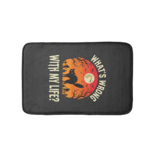 Halloween Black Cat Cemetery Horror Graphic Bath Mat