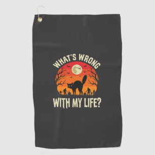 Halloween Black Cat Cemetery Horror Graphic Golf Towel