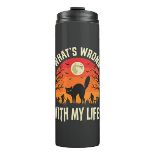 Halloween Black Cat Cemetery Horror Graphic Thermal Tumbler