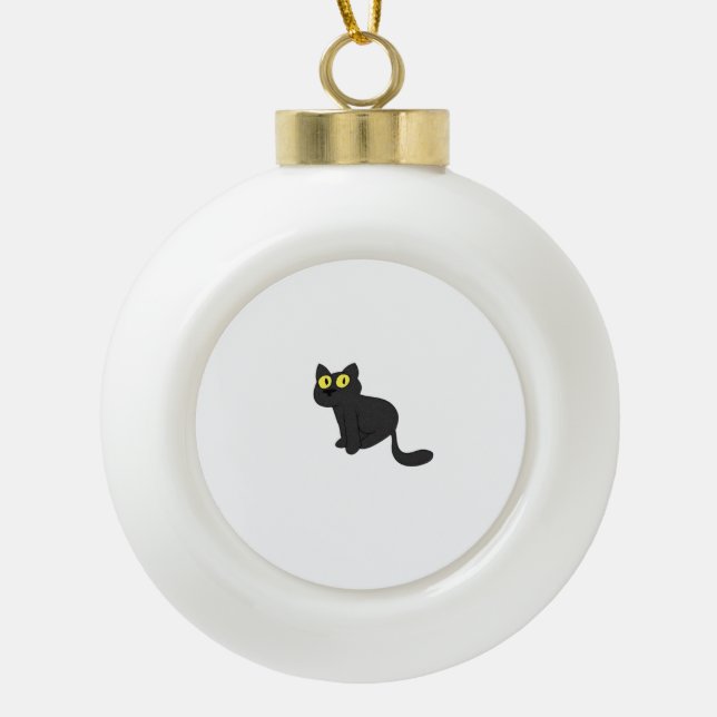 Halloween Black Cat Classic T-Shirt Ceramic Ball Christmas Ornament (Front)