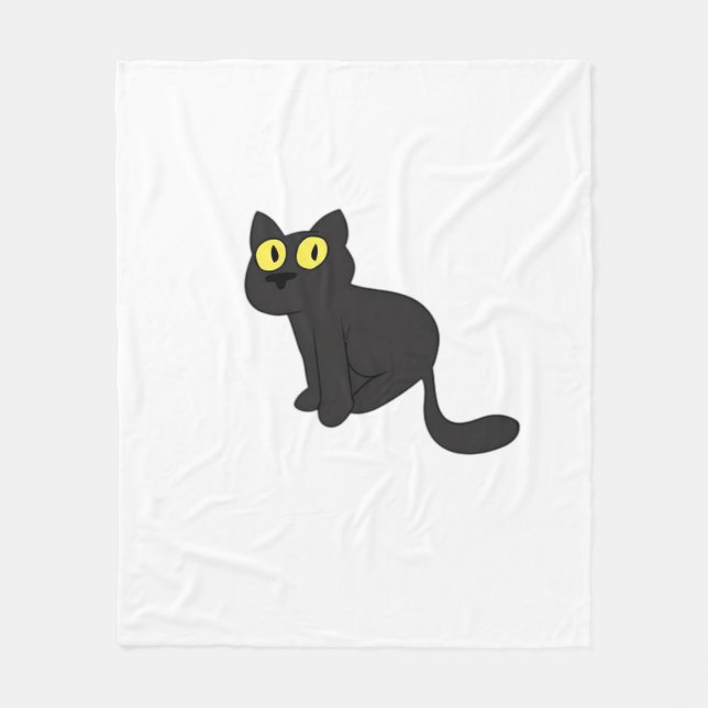 Halloween Black Cat Classic T-Shirt Fleece Blanket (Front)