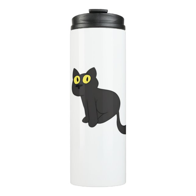 Halloween Black Cat Classic T-Shirt Thermal Tumbler (Front)