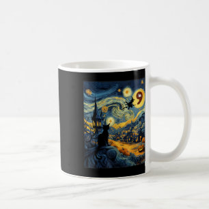Halloween Black Cat Comma La Starry Night Art Kama Coffee Mug