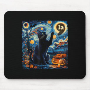 Halloween Black Cat Comma La Starry Night Art Kama Mouse Mat