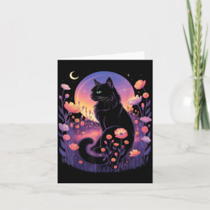 Halloween Black Cat Costume Mystical Cat Lover Card