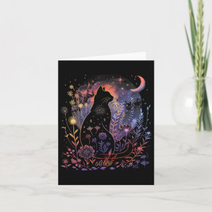Halloween Black Cat Costume Mystical Cat Lover Wom Card