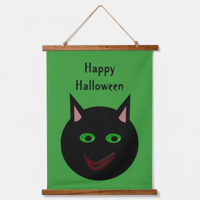 Halloween Black Cat Custom Hanging Tapestry (Front)