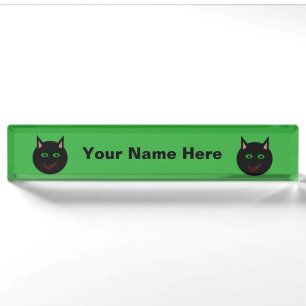 Halloween Black Cat Custom Nameplate