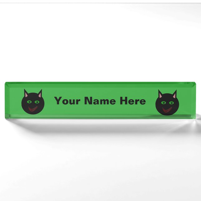 Halloween Black Cat Custom Nameplate (Front)