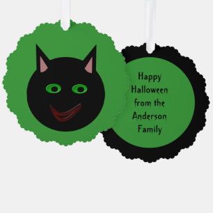 Halloween Black Cat Custom Tree Decoration Card