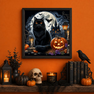 Halloween Black Cat Decorative Home Poster