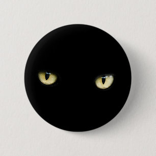 Halloween Black Cat Eyes Button