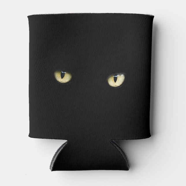 Halloween Black Cat Eyes Can/ Bottle Cooler (Front)