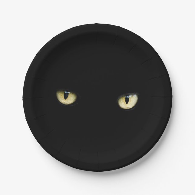 Halloween Black Cat Eyes Paper Plate (Front)