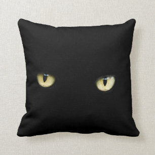 Halloween Black Cat Eyes Throw Pillow