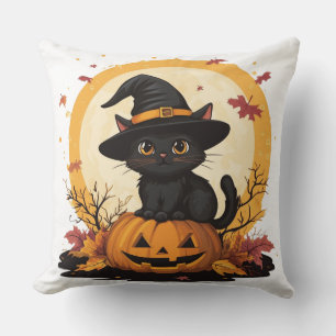 🎃 Halloween Black Cat: Félin Sorcier 🧙 ♂️ Cushion