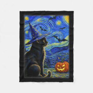 Halloween Black Cat Funny Cats Lover For Men Women Fleece Blanket