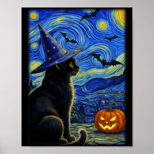 Halloween Black Cat Funny Cats Lover For Men Women Poster