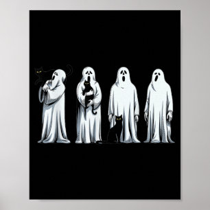 Halloween Black Cat Ghost Spooky Season Cat Women Poster