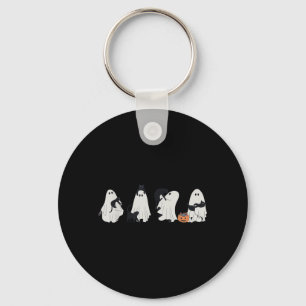 Halloween Black Cat Ghosts Key Ring