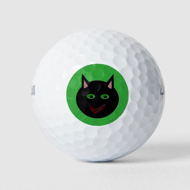 Halloween Black Cat Golf Ball (Front)