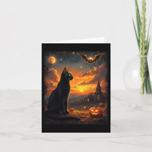 Halloween Black Cat Gothic Moon Scene Party Card
