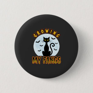 Halloween Black Cat Growing My Fangs Design 6 Cm Round Badge