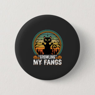 Halloween Black Cat Growling My Fangs Retro Design 6 Cm Round Badge
