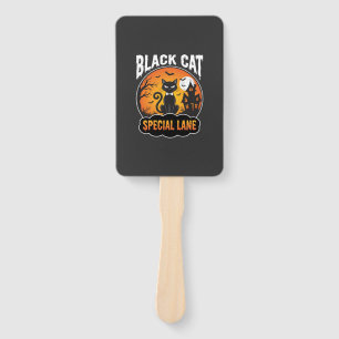 Halloween Black Cat Haunted House Moon Design Hand Fan