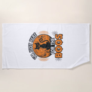 Halloween Black Cat Here For The Boos Vintage Shir Beach Towel